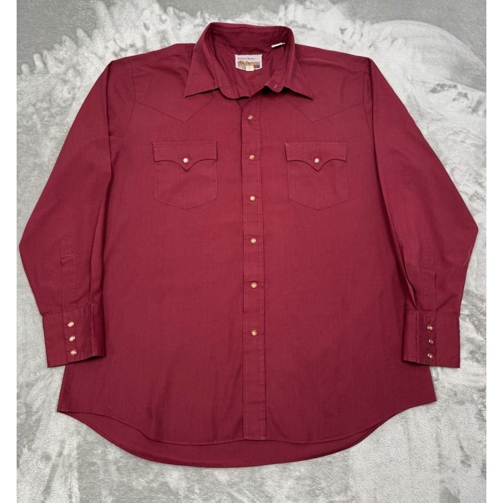 Vintage Pearl Snap Shirt Mens 2XL XXL Red Long Sleeve Western Yoke Cowboy 90s